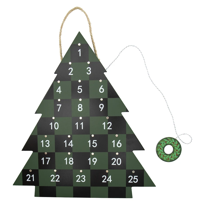 hanging wooden tree christmas countdown sign 13.5in