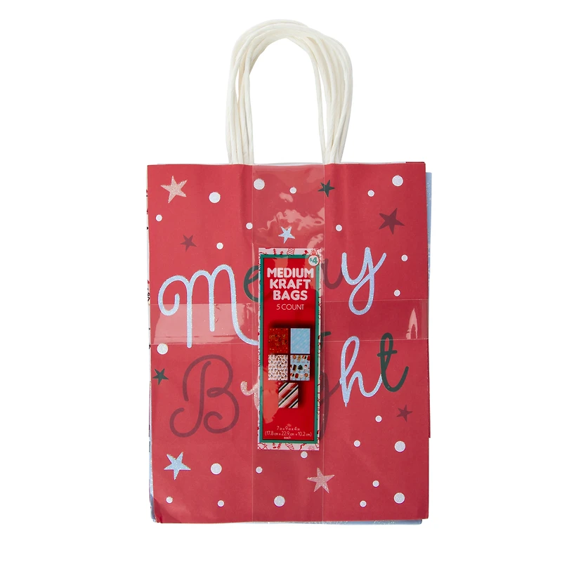 5-pack medium gift bag set 7in x 9in