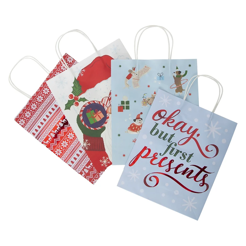 holiday large gift bag 4-pack 10in x 12in