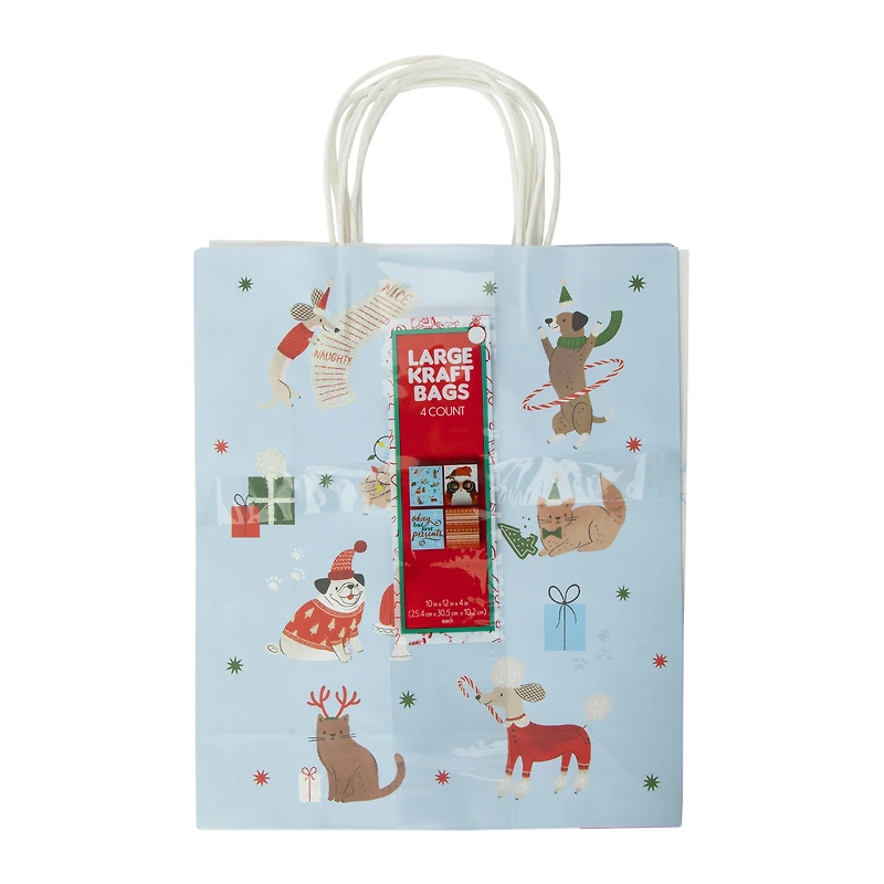 holiday large gift bag 4-pack 10in x 12in