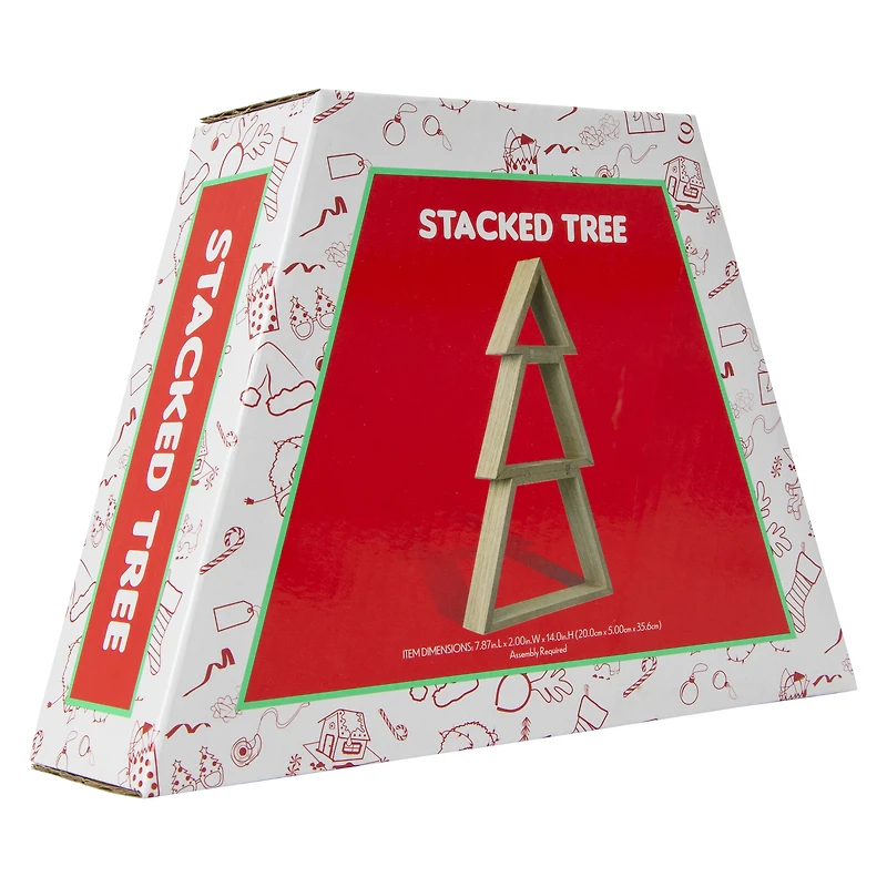 stacked wood tabletop christmas tree 14in