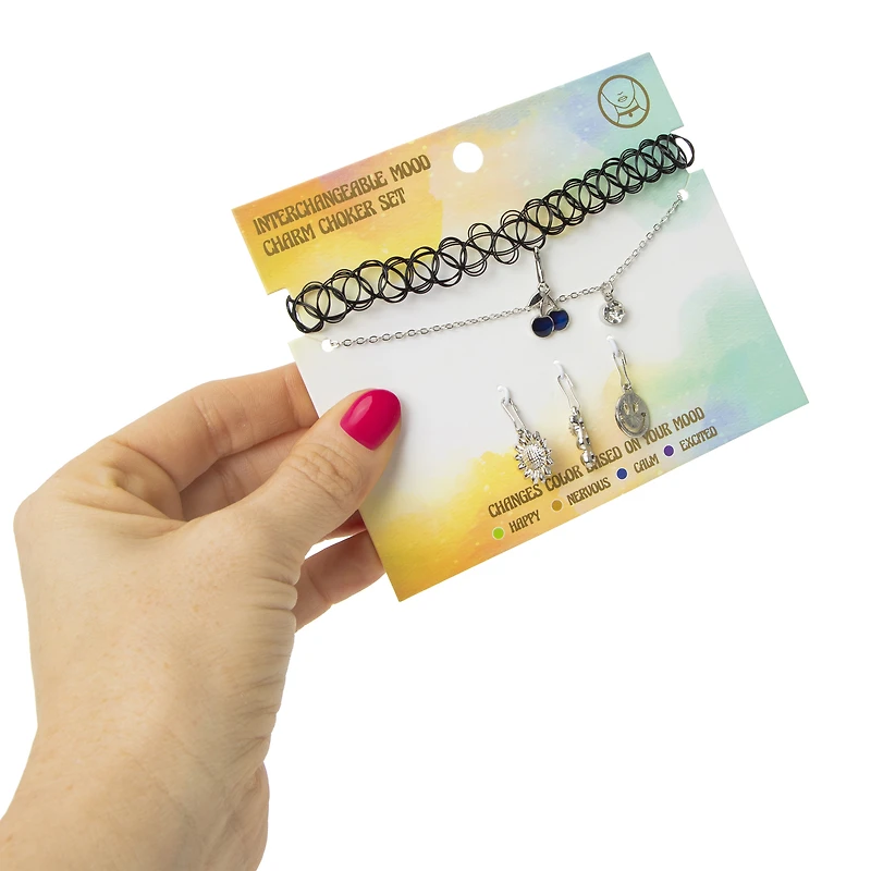 interchangeable mood charm necklace set