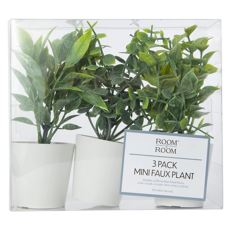3-pack mini faux plant 6in