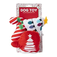 holiday plush squeaker dog toys 3-pack