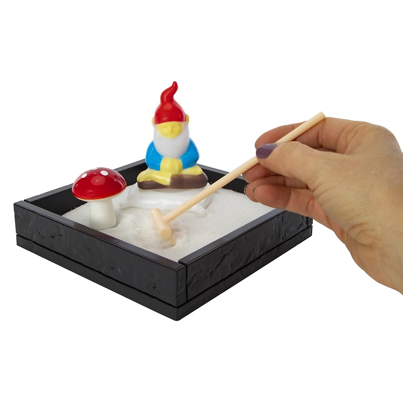 gnome & mushroom zen garden 6in x 6in