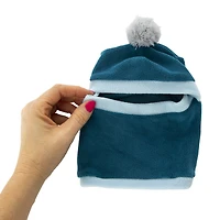 blue pet balaclava ski mask with pom ball