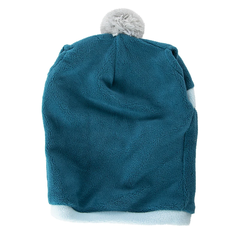blue pet balaclava ski mask with pom ball
