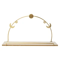 metal & wood wall moon shelf 15in x 8.7in