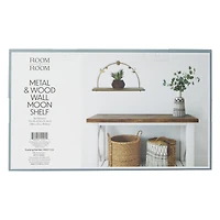 metal & wood wall moon shelf 15in x 8.7in