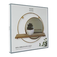 round wall mirror with shelf 11.5in