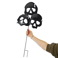 Stacked Skulls Metal Lawn Stake 31.5in