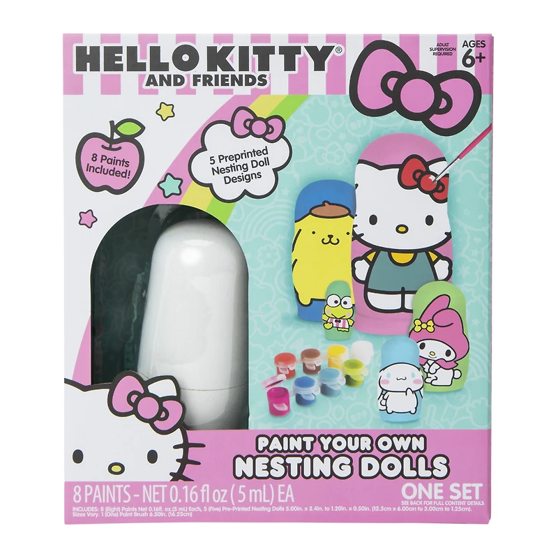 5-piece hello kitty® paint-your-own nesting dolls craft