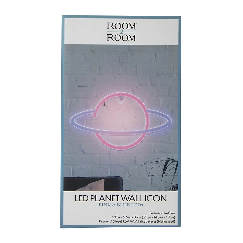 planet saturn LED wall icon light 9.8in x 5.6in