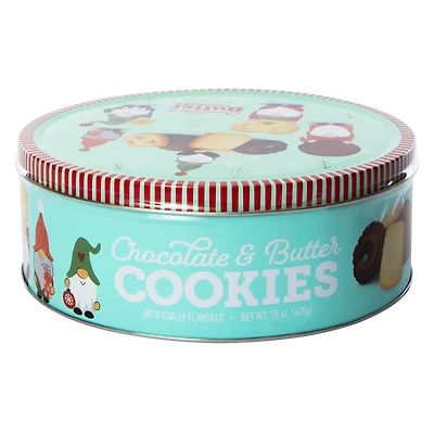 christmas chocolate & butter cookies tin 15oz