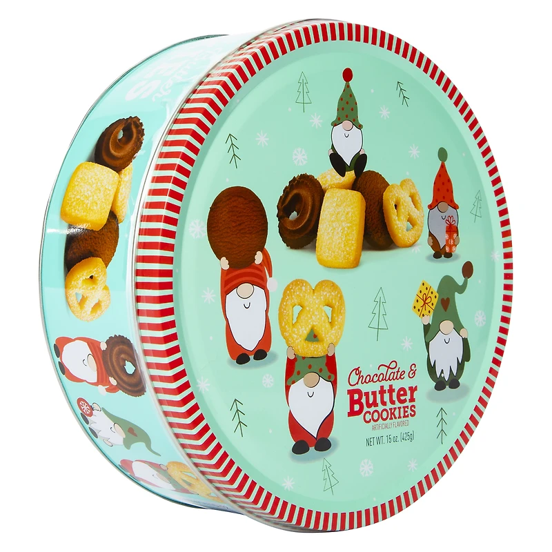 christmas chocolate & butter cookies tin 15oz