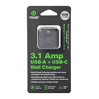USB & USB-C dual wall charger 3.1 amp