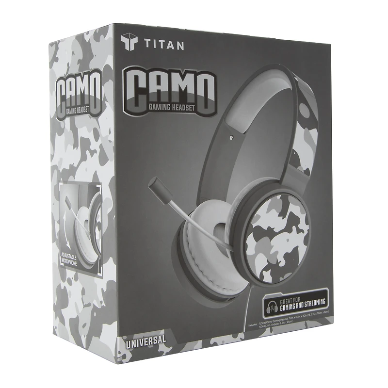 camo gaming headset with adjustable boom mic