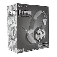 camo gaming headset with adjustable boom mic