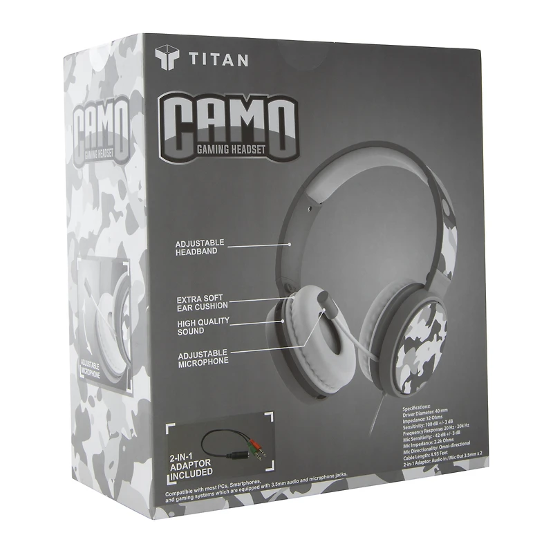 camo gaming headset with adjustable boom mic
