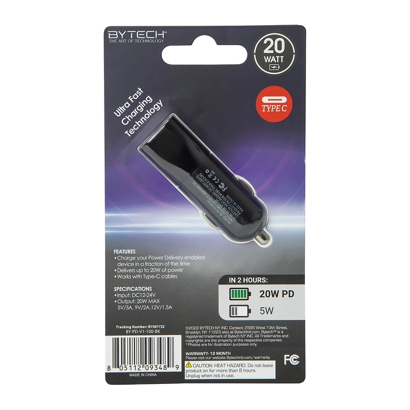 20W USB-C Pd 3.0 Ultra Fast Car Charger