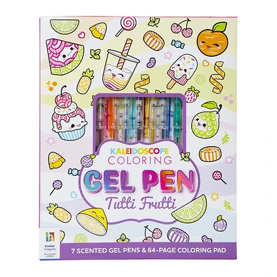 kaleidoscope tutti frutti coloring book & gel pen kit