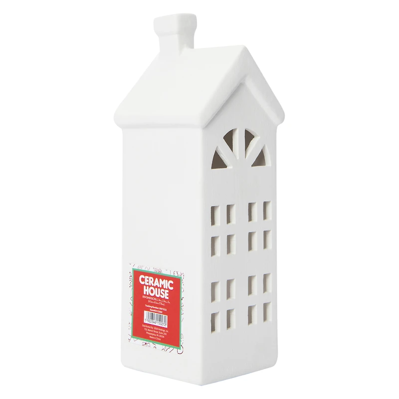 white ceramic house 7in