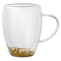 double wall glass glitter mug