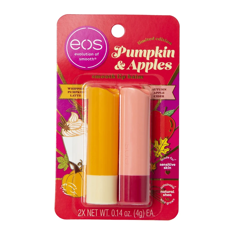 eos® limited edition pumpkin & apples lip balm stick 2-pack