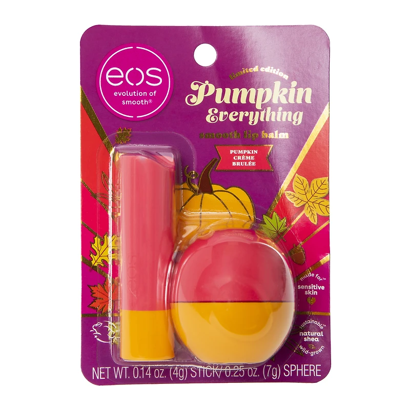eos® limited edition pumpkin everything lip balm sphere & stick 2-pack