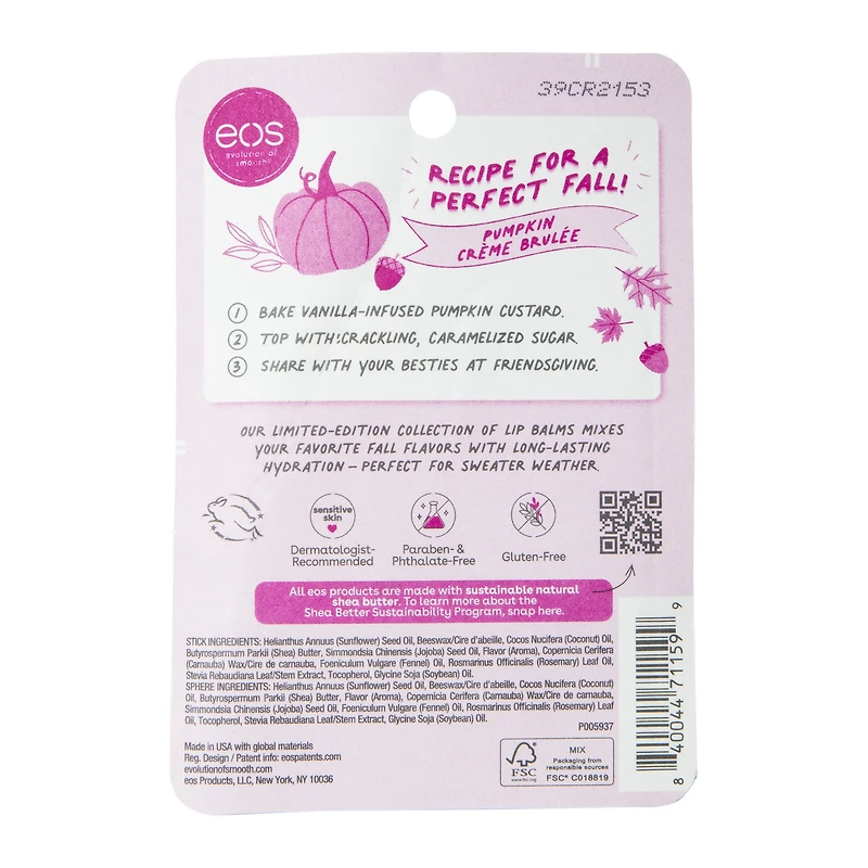 eos® limited edition pumpkin everything lip balm sphere & stick 2-pack