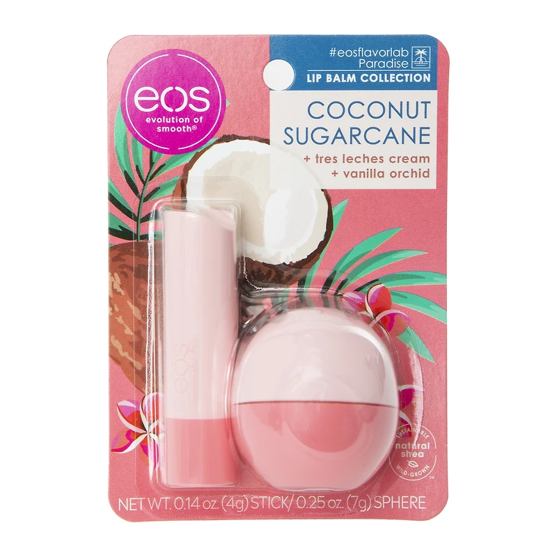 eos® coconut sugarcane lip balm sphere & stick 2-pack
