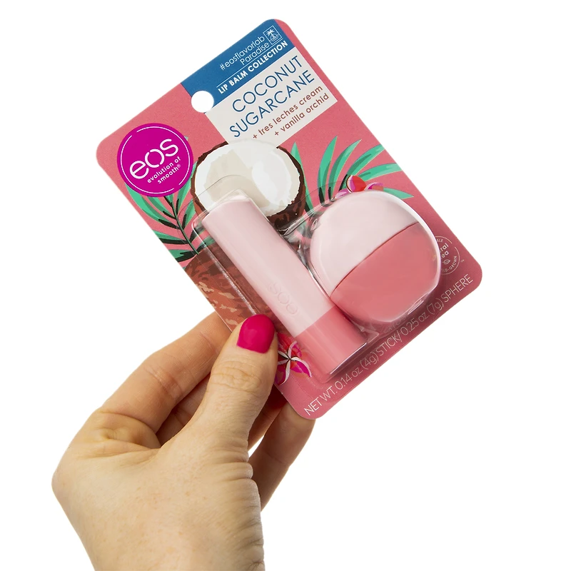 eos® coconut sugarcane lip balm sphere & stick 2-pack