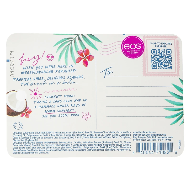 eos® coconut sugarcane lip balm sphere & stick 2-pack