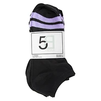ladies ankle socks 10-pack - black with toe stripes