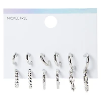 small silver hoop earrings 6-pack