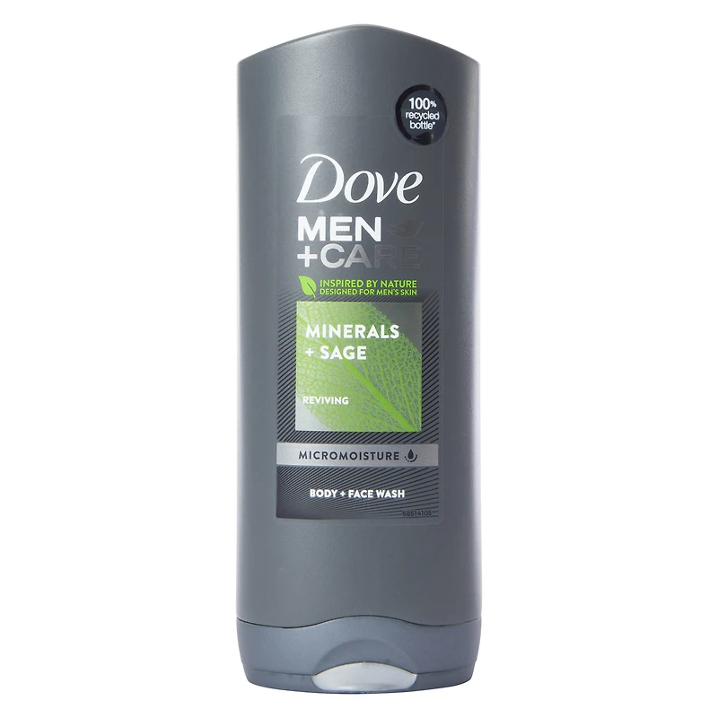 dove® men + care minerals + sage body & face wash 400ml