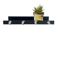 ledge wall shelf with moon hooks 15in