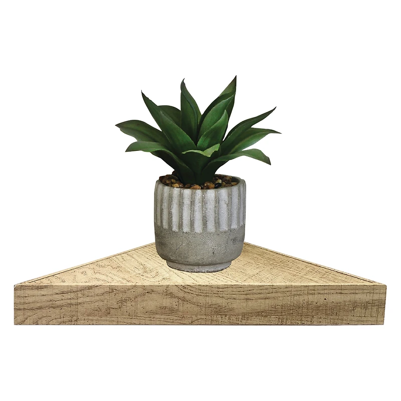woodgrain corner wall shelf 15.25in