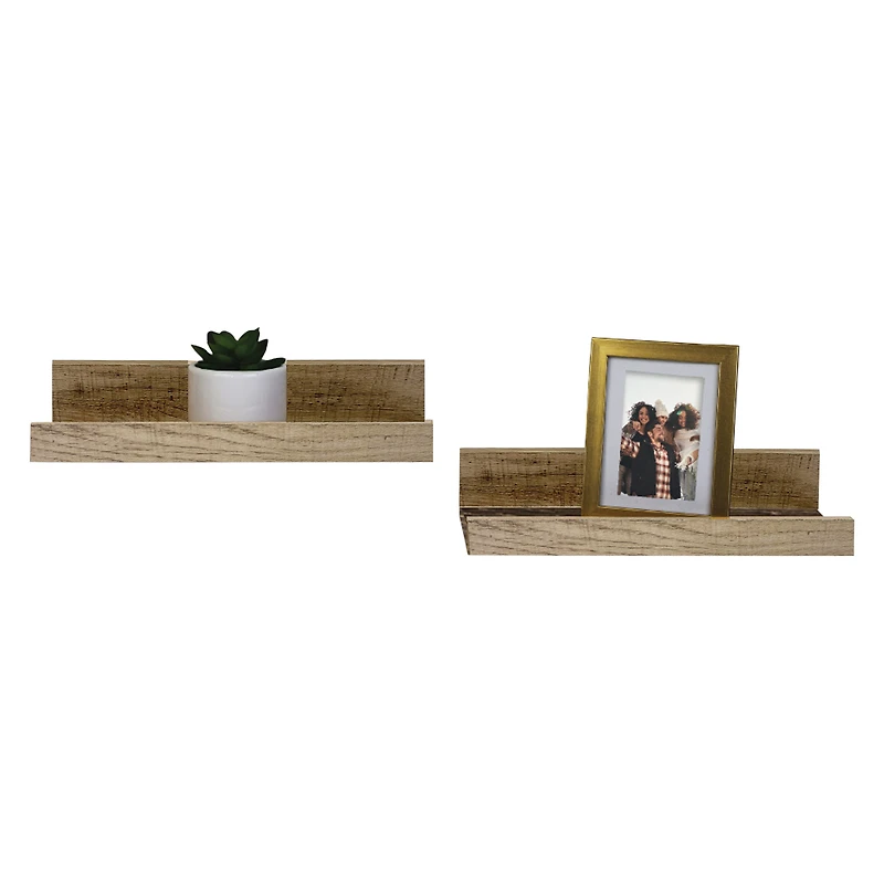 2-piece woodgrain wall shelf set 10in