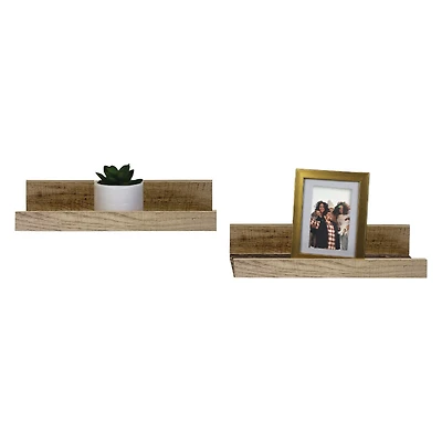 2-piece woodgrain wall shelf set 10in