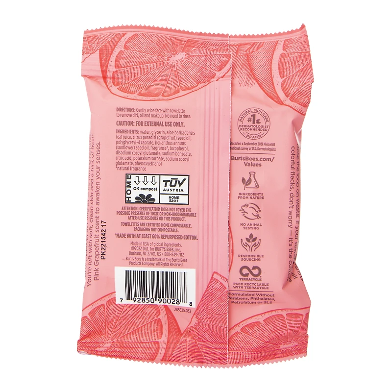 burt's bees® clarifying facial towelettes with grapefruit 1.3 fl.oz