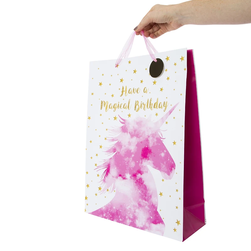 jumbo unicorn party gift bag 17.8in x 12.8in