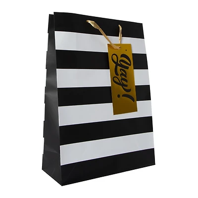 jumbo striped party gift bag with large tag 17.75in x 12.75in