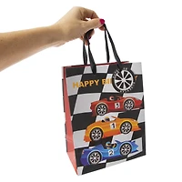 medium race car birthday gift bag 9in x 7in