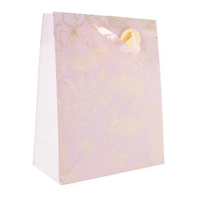 large pink floral gift bag 12.75in x 10.38in
