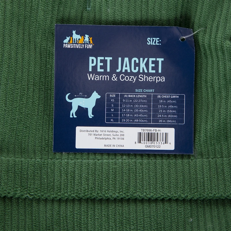 pink corduroy pet jacket