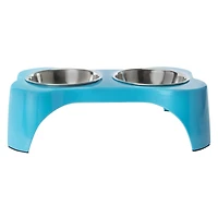 elevated bone shaped stainless steel dog bowls & stand