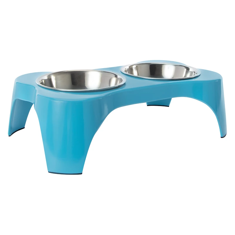elevated bone shaped stainless steel dog bowls & stand
