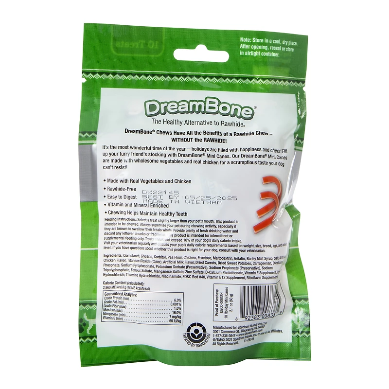 dreambone® holiday mini candy cane dog treats 2.1oz