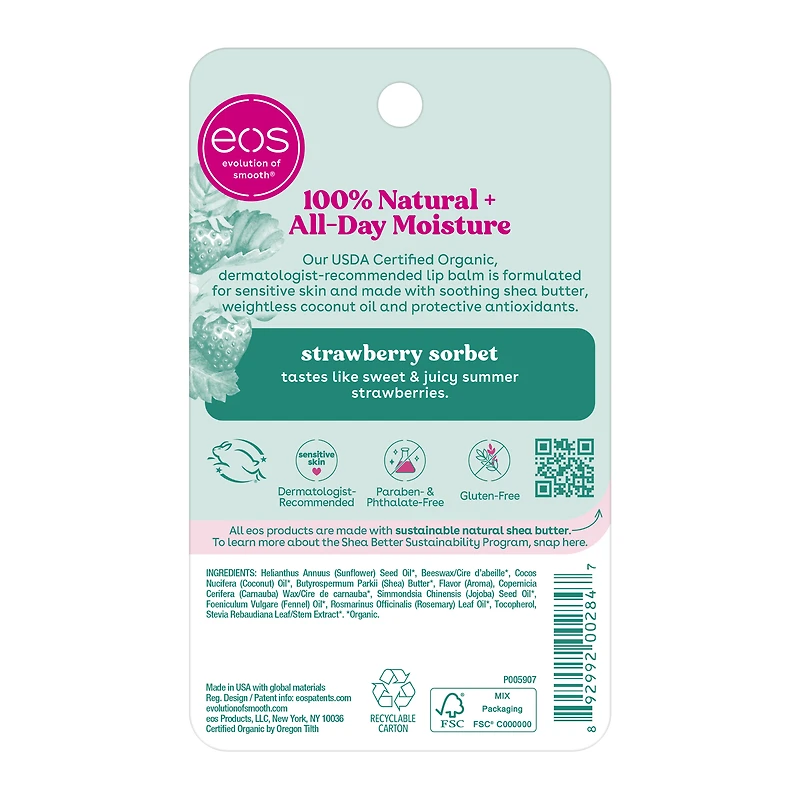 eos® organic lip balm strawberry sorbet